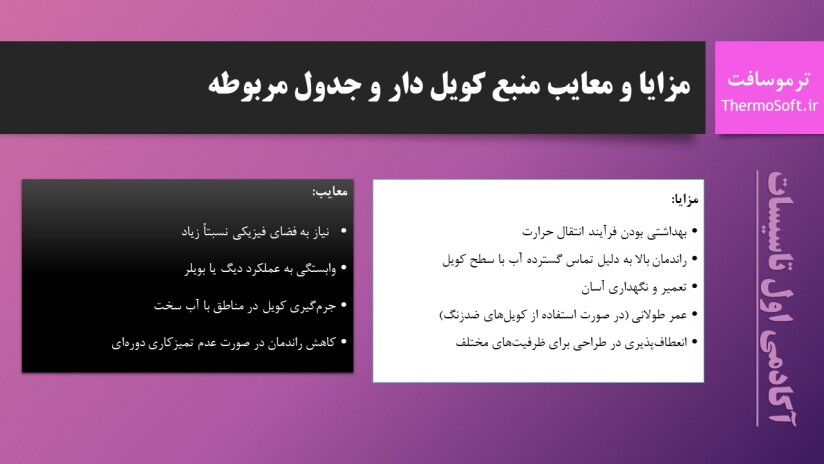 پاورپوینت مزایا و معایب منبع کویلدار